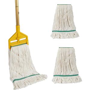 Midoneat Commercial Industrial Heavy Duty Mop with Two Extra Replacement Mop Head, 60" Long Handle Looped-End String Wet Cotton Mops for Floor Cleaning