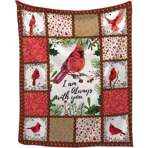 Northern Cardinal Christmas Blanket with You Red Throw Blanket for Couch Soft Fleece Blanket Christmas Decorations Pets (40"X30")
