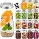 Accguan 16oz Glass Mason Jars with Regular Airtight Lids Ideal for Jam,Honey,Shower/ Wedding Favors, Clear, 15 pack