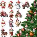 FLYAB Farm Animal Christmas Ornaments - 12Pcs Wooden Rustic Animal Ornaments for Christmas Tree Hanging Truck Christmas Decorations for Farmhouse Indoors Home Xmas Holiday Crafts Party Supplies