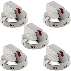 AMI PARTS DG64-00473A Gas Stove Knobs Compatible with Samsung Stove Knobs Replacement NX58F5700WS NX58K7850SS NX58H5600SS NX58J7750SS NX58H5650WS Range Burner Dial Knob(5pcs) (Silver)
