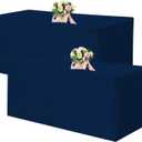 Fivenl 2 Pack Fitted Tablecloths 72 x 30 Inch, Navy Blue Rectangle Table Clothes for 6 Foot Tables, Washable Polyester Fabric Table Cover for Parties, Wedding, Banquet, Trade Show (Navy Blue, 6FT)