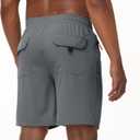 Men's Casual Hiking Athletic Shorts Khaki Board Hybrid Drawstring Elastic Waist 7 inch Quick Dry Lightweight Stretch (Gray, XL)