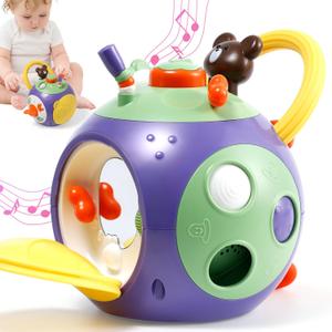 Baby Busy Learners Activity Cube Montessori Toddler Toys for 1-3 Year Old,17-in-1 Travel Activities Educational Learning Baby Toys for 6 12 18 Month Boys Girls Christmas Brithday Gifts (Purple)