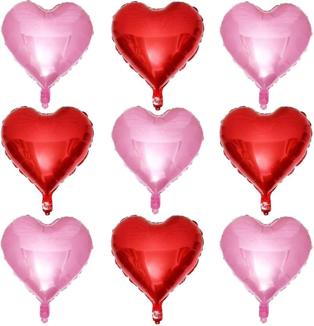 Red Heart Shaped balloons Pack of 10, 18 Inch Love Valentine Balloons Pink Heart Romantic Balloons For Valentines Day Propose Marriage Wedding Bridal Shower Engagement Party Decorations