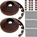 Sasylvia 2'' x 200' Landscape Edging Kit Edging Border Coil Include Anchoring Spikes 10 Connectors Plastic Garden Border for Lawn Garden Grass Yard Home(Brown)