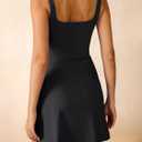 Caracilia Women Tennis Dress with Built in Shorts Summer 2026 Square Neck Sleeveless Athletic Golf Mini Dress Workout Outfits Black (Black, M)
