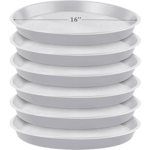 Eccliy 6 Pack Plastic Plant Saucer Heavy Duty Planter Saucers Large Plant Pot Saucers Plastic Water Trays for Indoors and Outdoors Flower Plant Plant Drip (White,16 Inch)