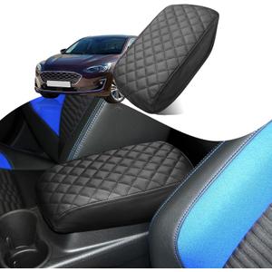 Center Console Cover Compatible with Ford Focus 2012-2018, Leather Armrest Cover Lid Protector, Elbow Arm Rest Covering, Anti-Scratch, Black