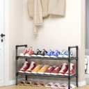 Kitsure Shoe Rack for Closet - Expandable Shoe Rack for Entrance, Rustproof Shoe Organizer for Entryway with Portable Handles, Black, 17.3~30.2L x 16.3H