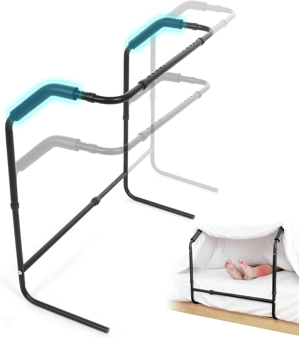 Blanket Lifter for Feet Under MattressHeight Width Adjustable Bed Cradle Sheet Support, Extra-wide Foot Tent Keep Blankets Off Feet for Post Surgery Recovery Neuropathy Arthritis (1, No Clips)