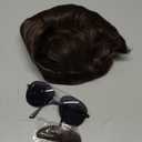 Short Brown Men Wig with Msutache and Sunglasses for 70s 80s Costume Cosplay Halloween Party