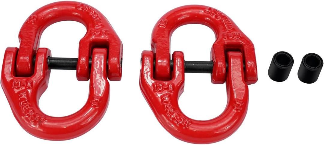 1/2 inch Tow Hitch Hammer Lock Safety Chain Adapter Connector Link Hammerlock Coupling Link, G80 Alloy Steel, 12000 Lbs Loading, Red, 2Pcs