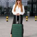 Kono Large Checked Luggage, 28-inch Expandable Rolling Suitcase, Green, Large-checked Spinner