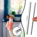 Domensi 100 Pcs Plastic Straws Disposable Drinking Plastic Straws Reusable Striped Flag Summer Party Supplies for Birthday Decoration (Black and White Checkered)