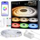 PAUTIX COB LED Strip Lights,20ft RGB+CCT 2700K-6500K White LED Lights,Dimmable Color Changing RGB LED Strip Light,with Remote/APP Control,for Kitchen Cabinets,Ceiling,Party DIY Lighting Projects