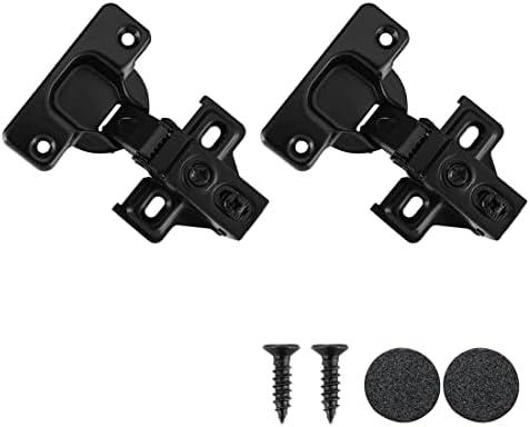 JQK Cabinet Door Hinges Black, 1/2" Partial Overlay Cupboard Door Hinge for Face Frame Cabinets with Door Bumper, Metal 20 Pack, CH300-BK-P20