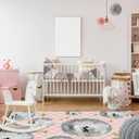 Nuanchu Disco Ball Classroom Area Rug 6.56 x 4.92 Ft Pink Checkerboard Educational Area Rug for Kids Room Pink Base Pastel Play Carpet Shine Disco Ball Star School Carpets for Teaching and Playroom