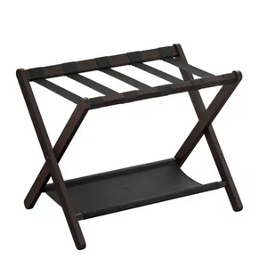 Wicker Foldable Luggage Rack with Heavy-Duty Stand and Storage Shelf for Guest Room