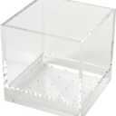 RUSSELL+HAZEL Acrylic Plant Pot with Drip Tray, 4x4x4 Inch Flower Pot for Home Office, Clear and Durable Acrylic, 1-Count (60345)