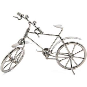 Vintage Metal Bicycle Ornaments Desktop Crafts Ironwork Bike Figurines Bike Miniature Home Decoration for Children Toys Gifts (Grey) (Gray)