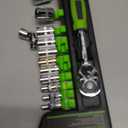 OTLOOMTBT 15pcs 1/4 Inch Drive Ratchet Socket Wrench Set, with Metric 4-14mm and Front and Rear Quick Released Ratchet Handle and Extension Bar Universal Joint Hand Drill Adapter, Portable Organizer