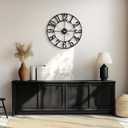 HAITANG 16 Inch Large Wall Clock for Living Room Decor, Black Metal Silent Non Ticking Battery Operated Modern Vintage Decorative Clock for Bedroom