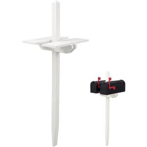 Colingmill White Mailbox Post Sleeve Pine Wood Mailbox Stand Without Mail Boxes for Home Garden Outdoor Decoration(54 x 18 Inches,2 Mailboxes)