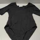 MANGOPOP Half Sleeve Bodysuit V Neck Bodysuit Shirts for Women (Medium, A01- Black)
