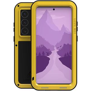 LOVE MEI for Samsung Galaxy S24 Ultra Metal Case,Outdoor Heavy Duty Rugged Aluminum Metal Military Bumper Shockproof Protection Case Cove Without Tempered Glass for Samsung Galaxy S24 Ultra (Yellow)