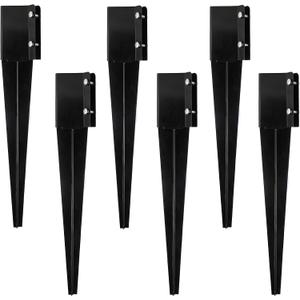 Sekcen 6 Pcs Fence Post Anchor Ground Spike 4x4 Metal Post Stake 24 Inch for Mailbox Deck Railing Black