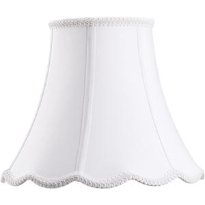 Bell Lamp Shade, Saangseon White Scalloped Lampshade Replacement, 7'' Top x 14'' Bottom x 10.5'' Slant Height x 10'' Vertical Height, Brass Spider (7'' x 14'' x 10'')