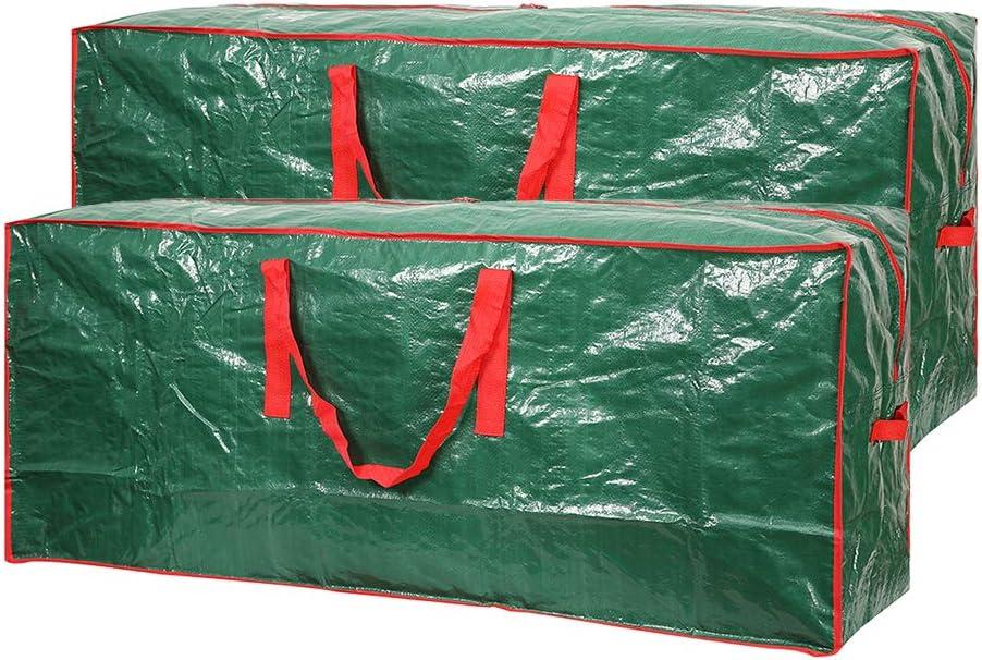 Christmas Tree Storage Bag- 2 pack - Fits Up to 7.5ft Xmas Disassembled Trees with Durable Reinforced Handles & Dual Zipper -Waterproof Material Protects from Dust,Moisture(Green, 7.5ft)