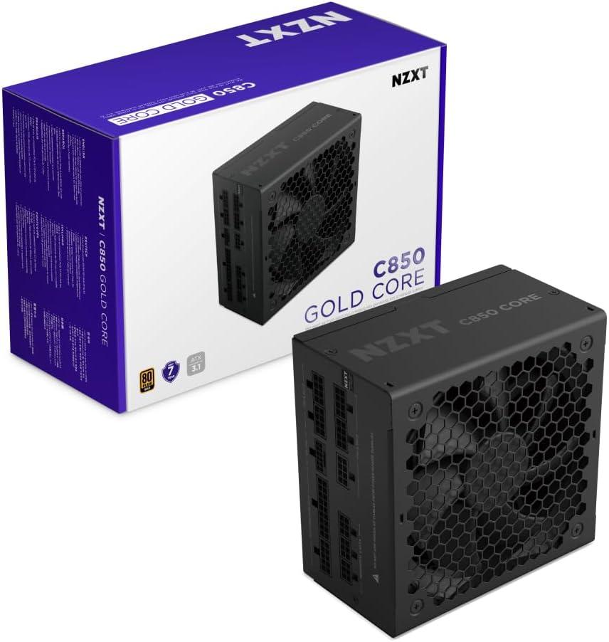 NZXT C850 Gold Core - 850W ATX 3.1 Power Supply - 80 Plus Gold - Cybenetics Platinum - Fully Modular - PCIe 5.1 600W 12V-2x6 - Zero RPM Fan - 105C Capacitors - Black