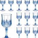 Dualshine 12 Pcs Blue Plastic Wine Glasses, Blue Transparent Plastic Goblets for Wedding Reception, Drinking Glasses for Parties, Valentine's Day, Birthdays