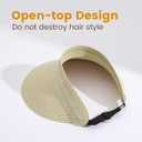 Sun Visor Hat for Women, Wide Brim Straw Summer UV Protection Hat, Foldable Roll-up Packable Beach Cap (Beige)