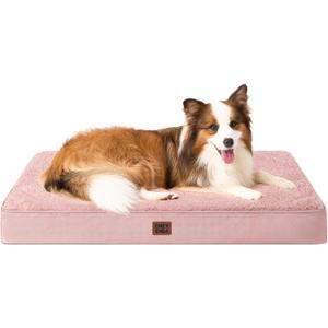 EHEYCIGA Orthopedic XL Dog Beds for Extra Large Dogs with Removable Washable Cover for Crate, Pink, 41x27