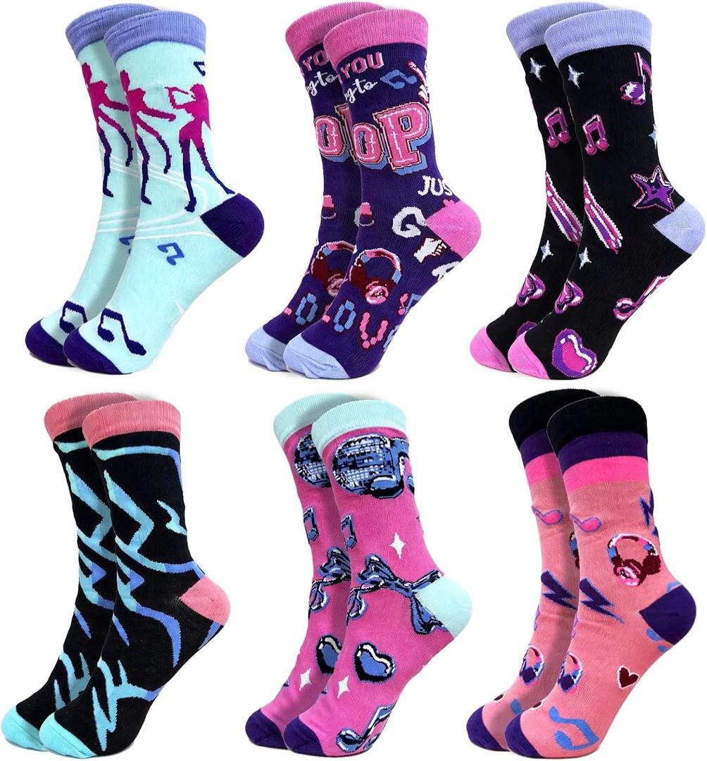6 Pairs Kpop Party Favors Bulk K-pop Socks Bulk for Women Girls Fans Kpop Birthday Party Supplies Music Friendship Gifts K-pop Themed Gifts, One Size