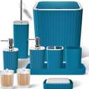 Bathroom Accessories Set - Gorgeous Bathroom Set, 10PC Teal Bathroom Accessory Set, Toilet Brush, Trash Can, Qtip Holder Dispenser & Soap Dispenser
