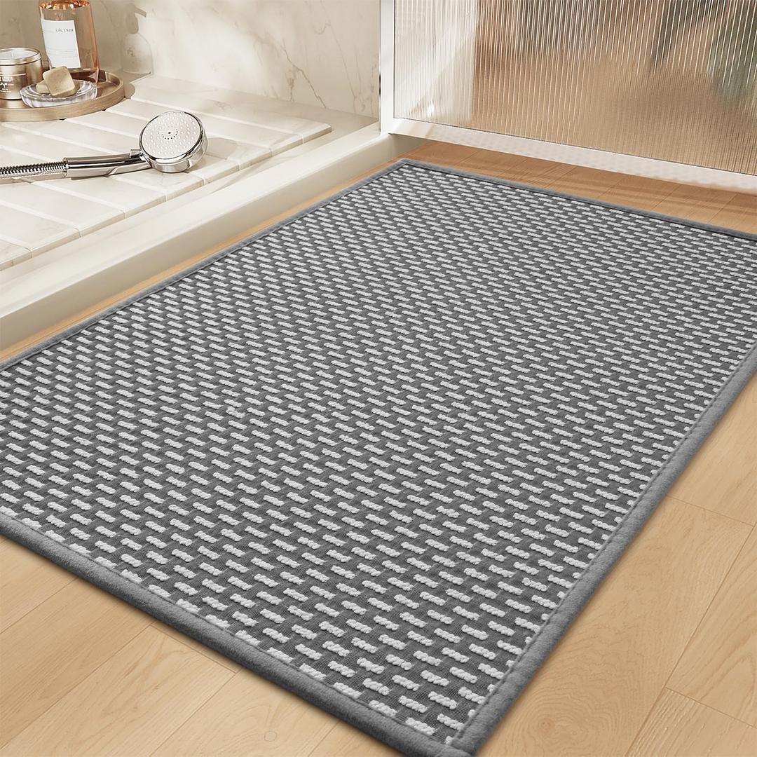 RESARE Non Slip Bath Mat - Machine Washable Bathroom Rug, Super Absorbent, Quick Dry, 20"x32", Dark Grey