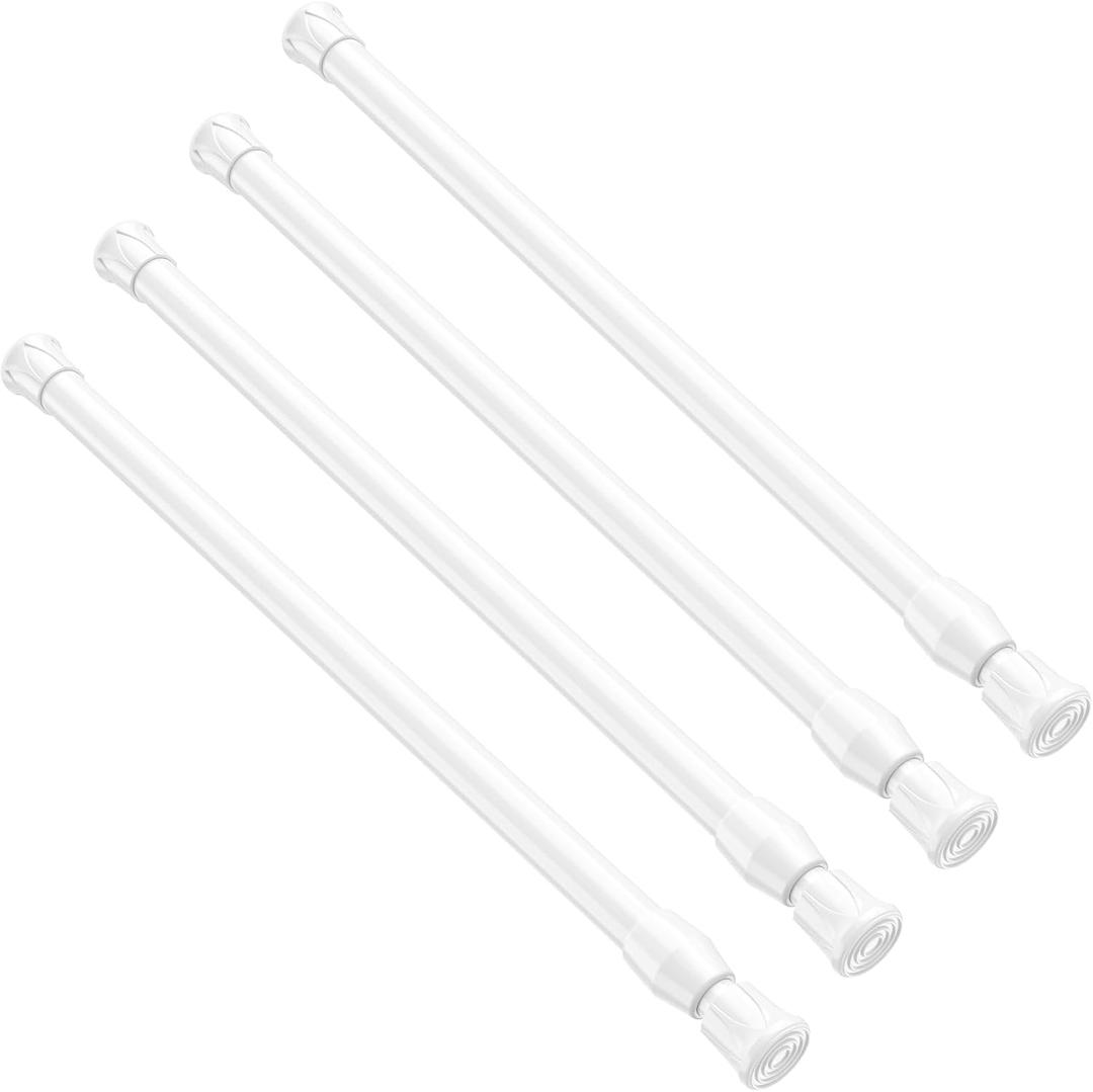 AIZESI Spring Tension Curtain Rods Short Tension Rod (White,27" to 37"-4Pcs)