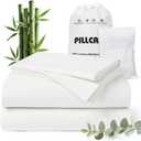 Luxury Organic Tencel & Viscose from Bamboo Cooling Sheet Set,Silky Soft Lyocell Sheets with Deep Pocket, Hypoallergenic & Breathable Bedding with Pillowcases (White, King)