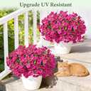 Yastouay Artificial Flowers for Outdoors, 12 Bundles Fake Outdoor Flowers, UV Resistant Artificial Petunias Fake Flowers, Purple Red Realistic Fake Plants for Porch Patio Garden Decor