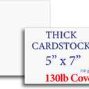 Extra Heavy Duty 130lb Cover Cardstock - 5" x 7" Bright White - 350gsm 17pt Thick Paper - Index, Flash & Post Card Stock - 100 Pack