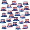 Beistle 66629-25 Pack of 25 Plastic Toppers with Patriotic Band, Assorted Red/White/Blue, One Size