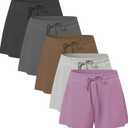 5 Pack: Womens SuperSoft Comfy Stretch Pajama Lounge Shorts Elegant Sleepwear Cozy Pajama Bottoms Cute Sleep Shorts (S)