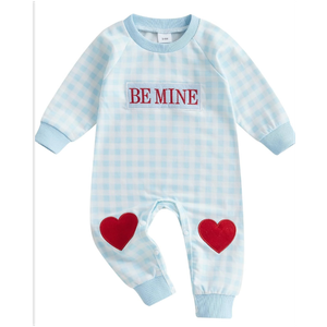 Baby Girl Boy Outfit Be Mine Embroidery Romper Palid Love Heart Jumpsuit Sweet Cute Fall Clothes 3-6 Month