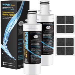 ICEPURE PLUS ADQ747935 NSF 53&42 Certified Replacement for LG LT1000P MDJ64844601, Kenmore Elite 9980, LT1000PC ADQ74793501 LT1000 RWF4700A RWF4700AB Refrigerator Water and LT120F Air Filter,2Combo