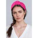 YISSION 1PC Pearl Knotted Headband for Women Non Slip Beaded Headband Wide Pearl Headbands Jeweled Embellished Hairband Hot Pink Head Band Hair Accessories for Women Girls