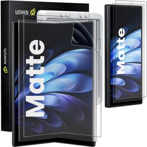WSKEN Matte Screen Protector for Samsung Galaxy Z fold 7 - [Anti-Glare & Anti-Fingerprint] [Smooth as Silk] [Inside Flexible TPU Film + Front Tempered Glass] With Auto Fit Case,2 Pack